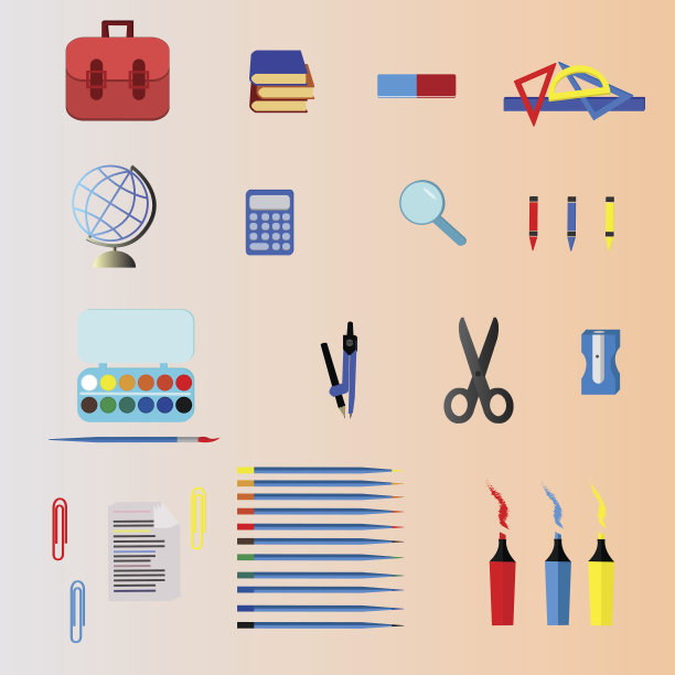 学校用品向量,设计。图片下载