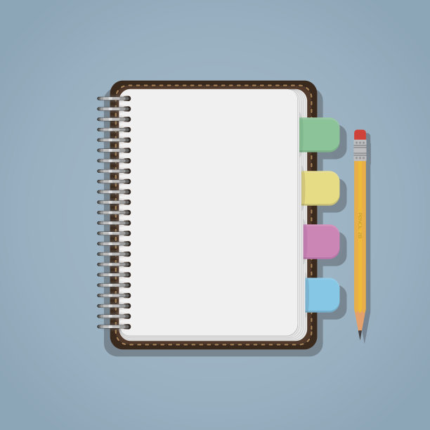带书签和铅笔的笔记本图片下载