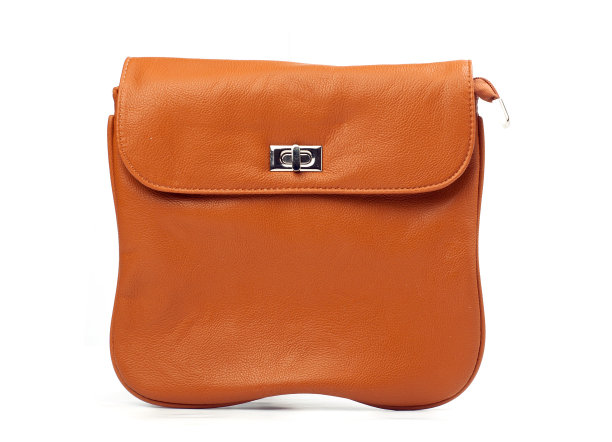 橙色女邮差包孤立在白色图片下载