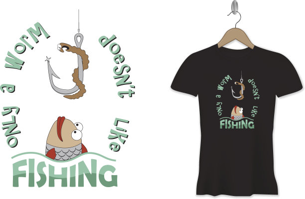 有趣的钓鱼t恤印花或贴纸设计。向量模板。图片下载