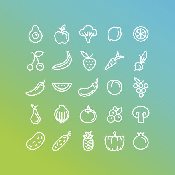 向量集图标和插图在时尚的线性风格素材图片