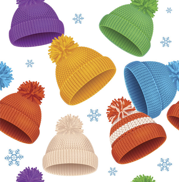 针织帽冬季背景图案。向量图片下载