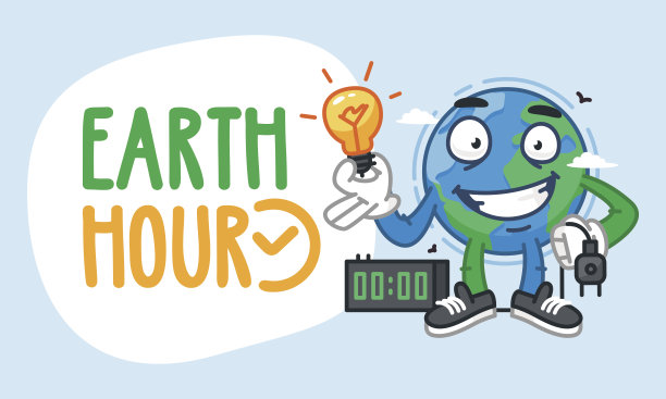 “地球一小时”“地球人物”灯泡素材图片