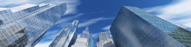 摩天大楼。高楼大厦对着天空的全景。图片下载