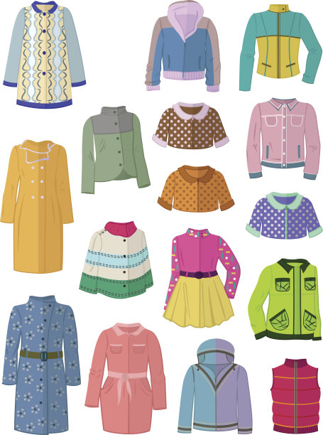 秋天的夹克和雨衣在平坦的设计图片下载