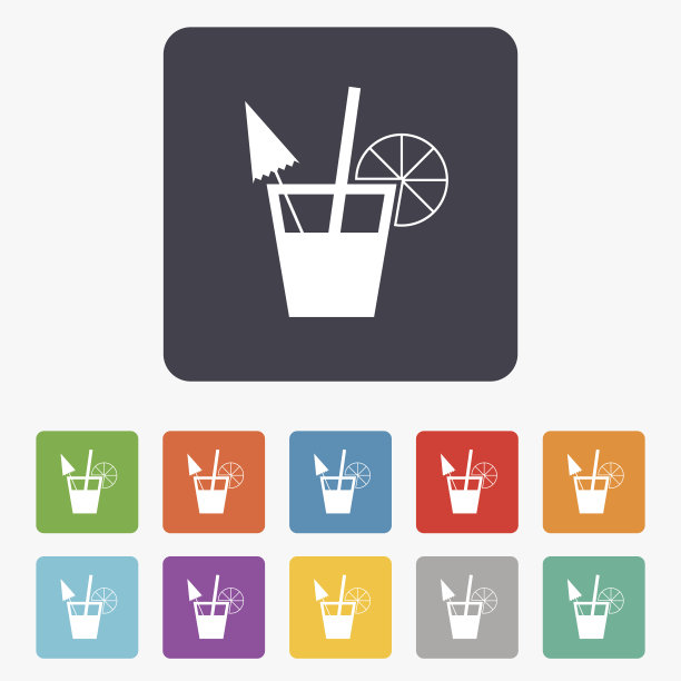 鸡尾酒的迹象。酒精饮料的象征。图片下载