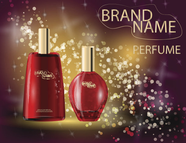 迷人的香水玻璃瓶上闪闪发光的效果背景。图片下载