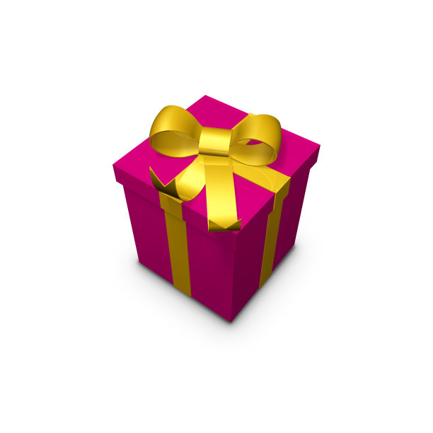 带着金色丝带的粉红色礼物图片下载