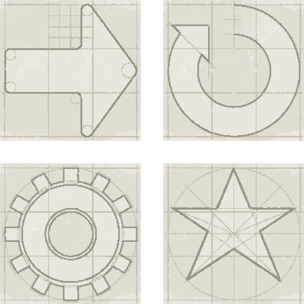 四个图标，箭头，齿轮，星星图片下载
