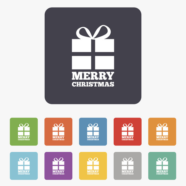 圣诞快乐礼物标志图标。现在的象征。图片下载