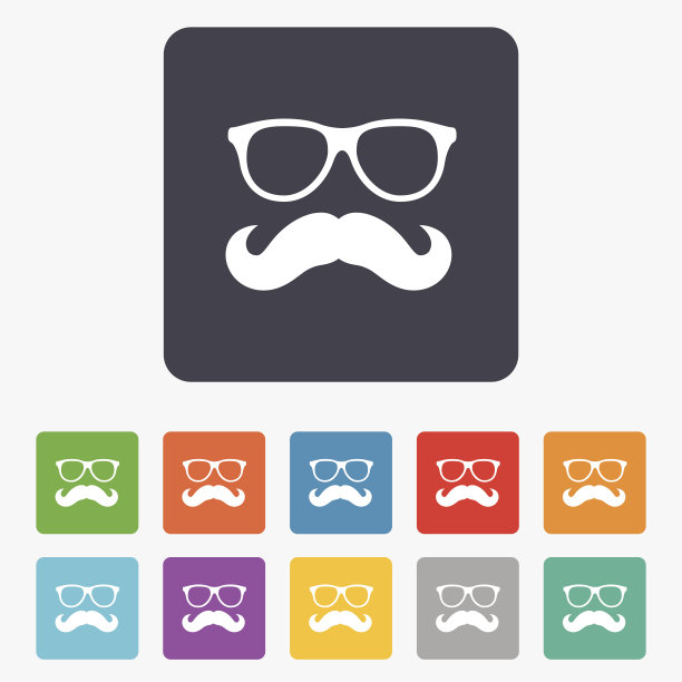 胡子和眼镜标志图标。潮人的标志。图片下载