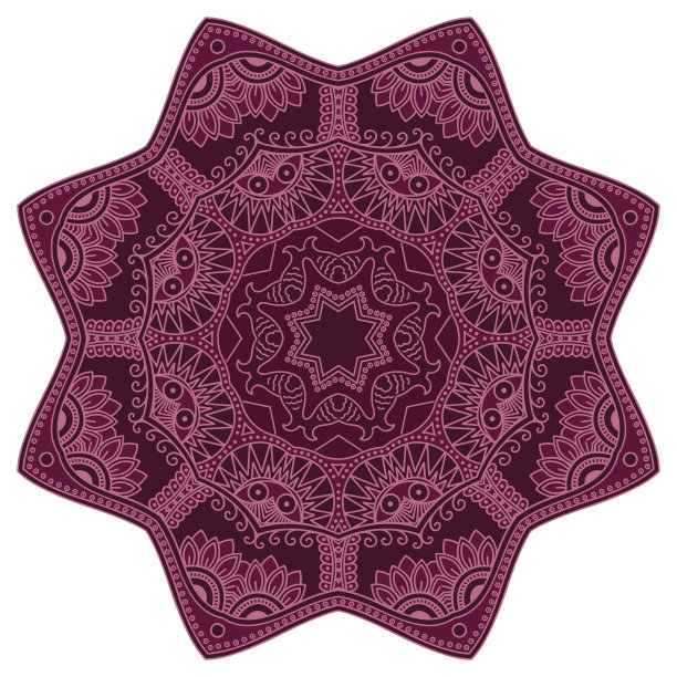 向量颜色曼荼罗。手绘风格。图片下载