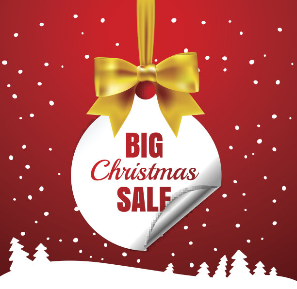 大圣诞销售。白色圣诞球标签与圆角图片下载