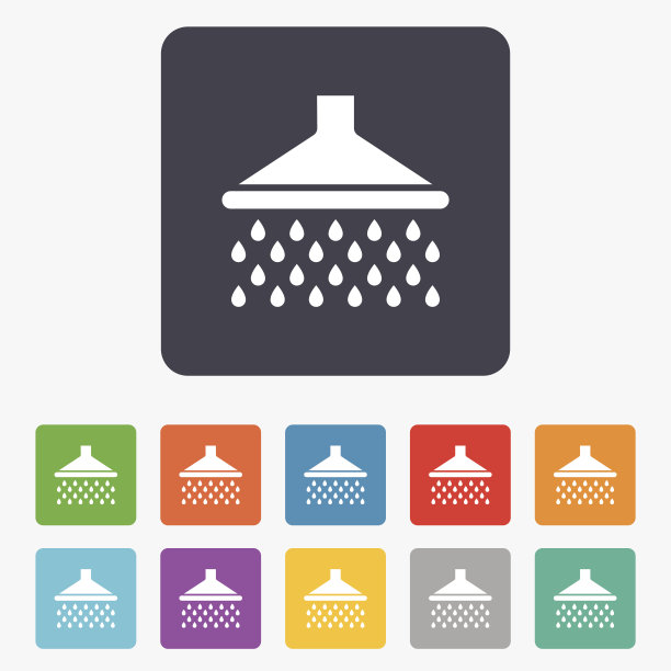 淋浴标志图标。灌洗用水滴符号图片下载