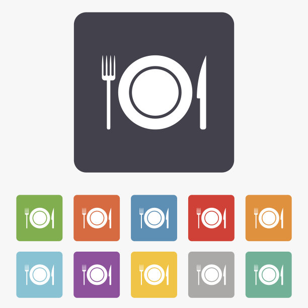 食品标志图标。餐具的象征。刀和叉。图片下载