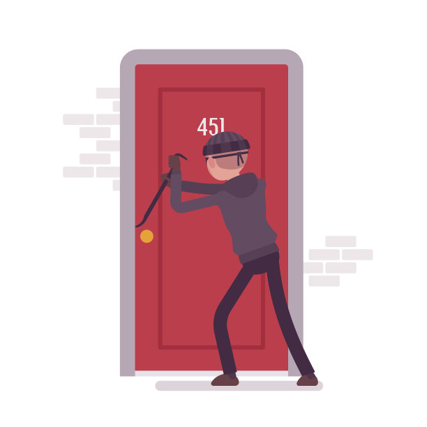 小偷用撬棍砸门图片下载