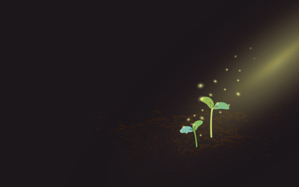 植物生长在龟裂的土地上，发出黄光图片下载