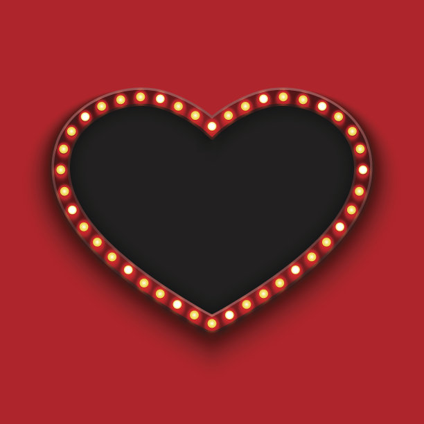 矢量现代概念复古广告牌和心形图标上的红色图片下载