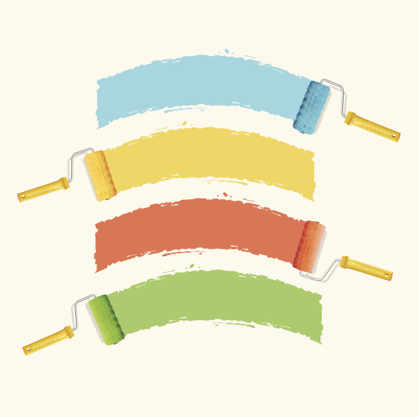 带有颜色的滚筒刷用于绘制文本图片下载