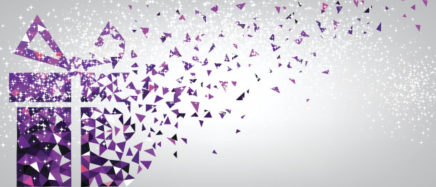 节日背景配紫色礼物。素材图片