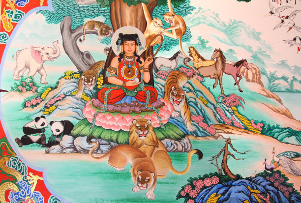 中国寺庙墙上的Naja形象，图片下载