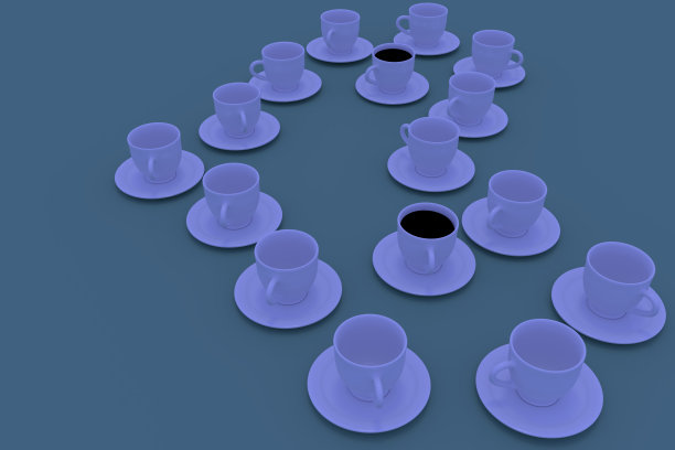 3D渲染的白色咖啡杯与碟图片下载