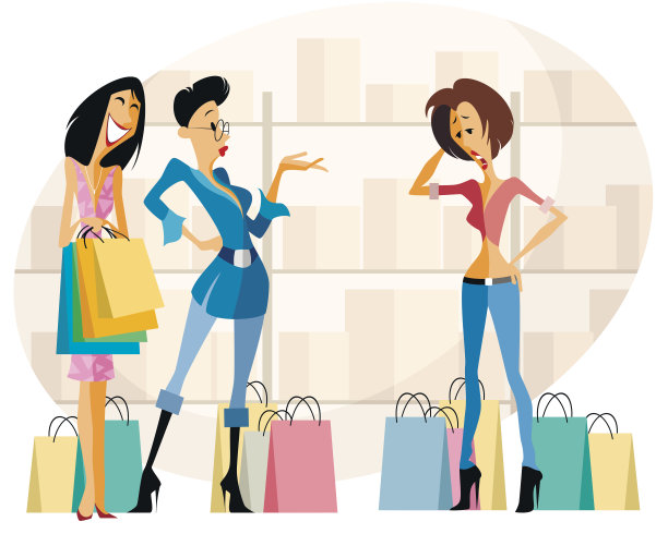 三个女孩购物图片下载