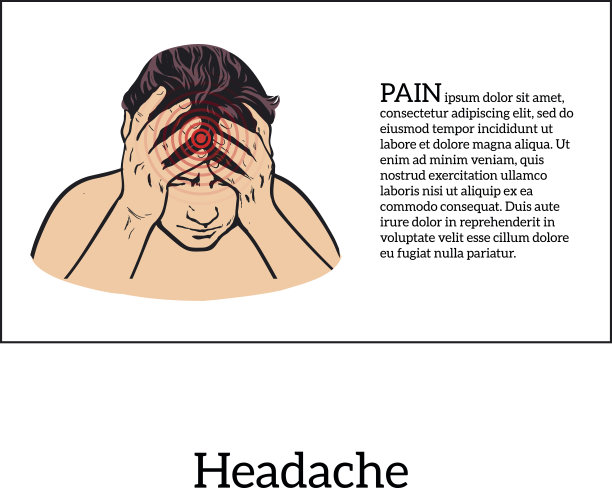 概念头痛，素描插图图片下载