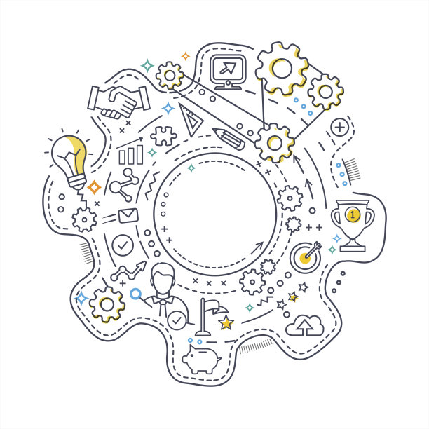 圆细线概念-工作机器概念素材图片