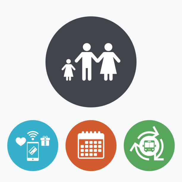 完整的家庭与一个孩子的标志图标。图片下载