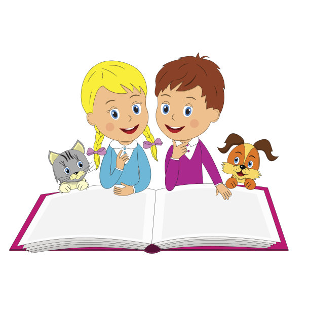 男孩和女孩与书图片下载