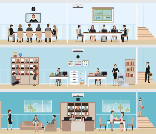 商业人士在大楼的内部。素材图片