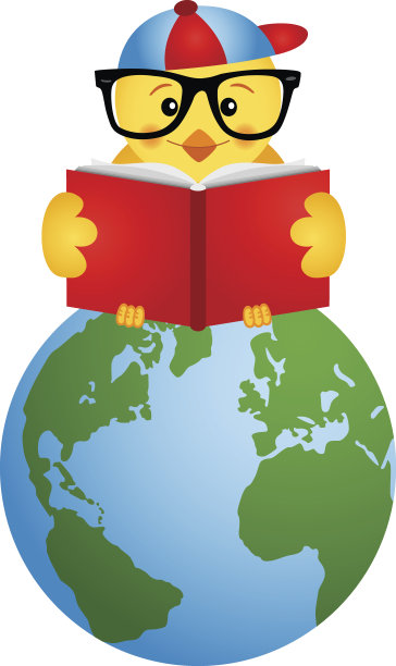 坐在地球上看书的小鸡图片下载