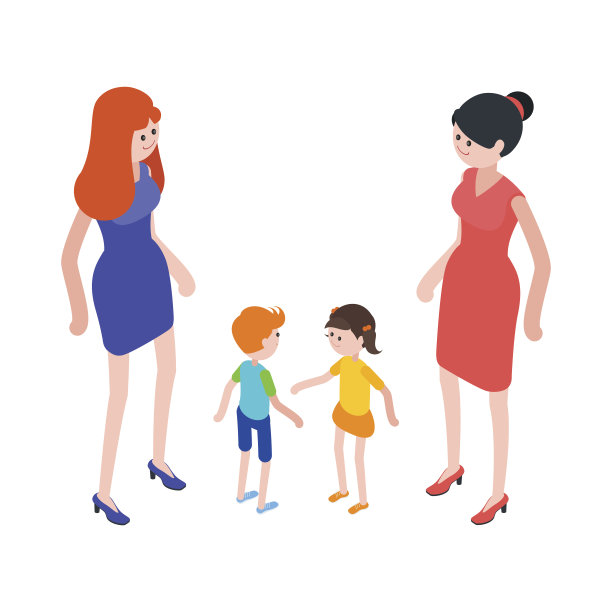 等距的人被隔离在白色背景上。图片下载