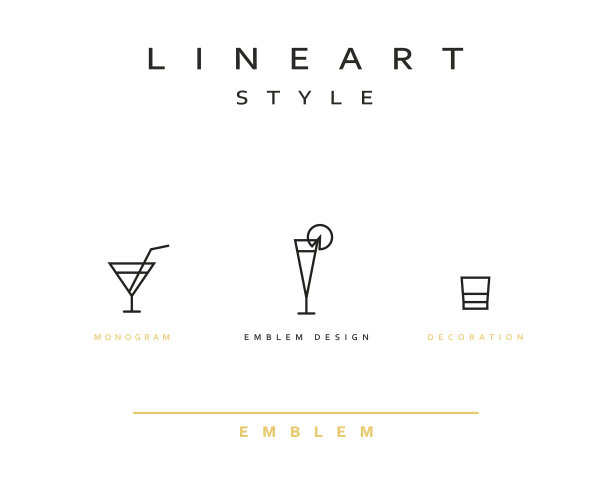 鸡尾酒酒杯矢量图标风格线条艺术图片下载