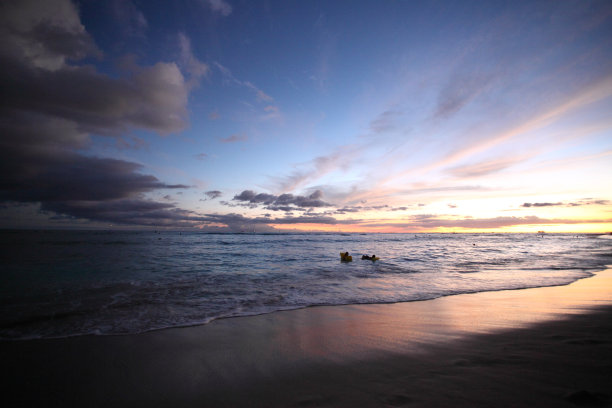 威基基海滩上的日落图片下载