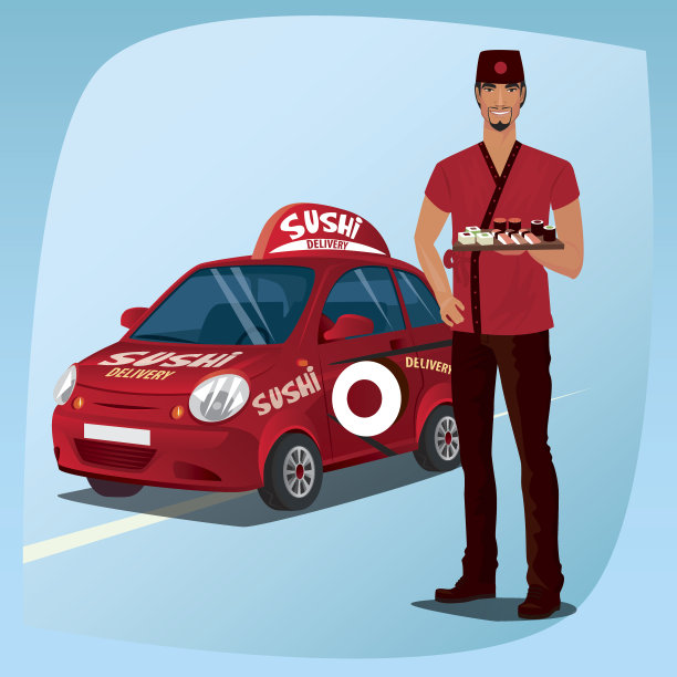 有寿司和车的亚洲男人图片下载
