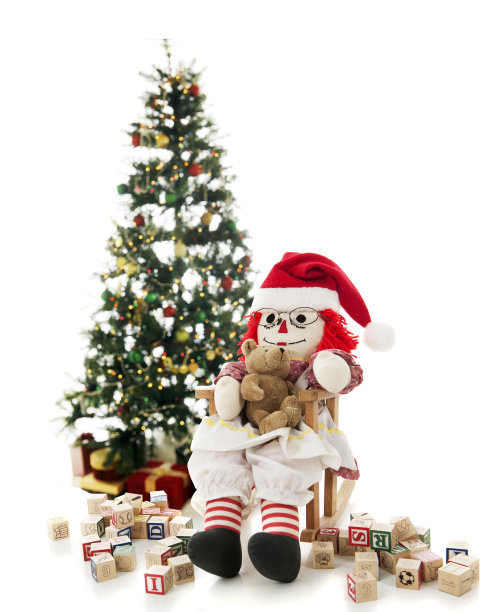 玩具娃娃和她的圣诞玩具玩图片下载