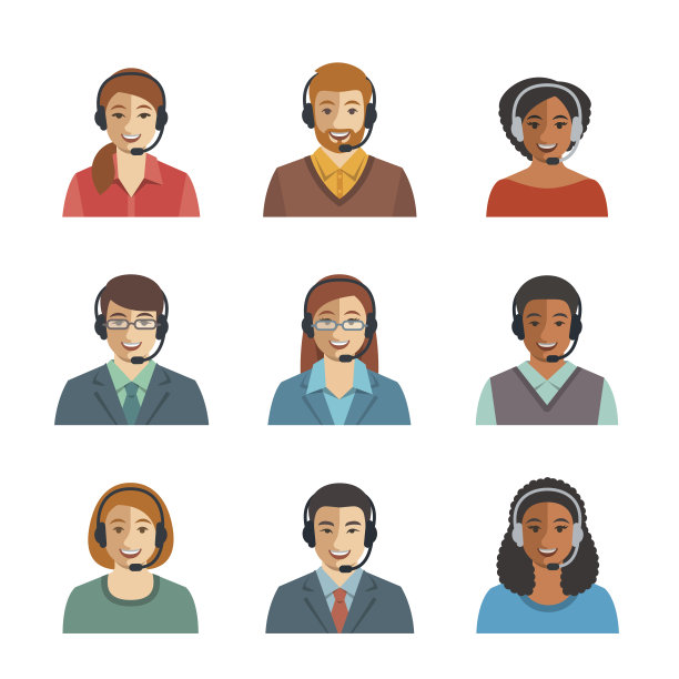 呼叫中心座席的扁平化身素材图片