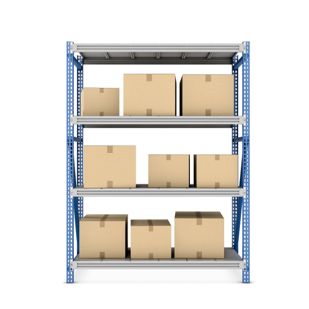 渲染金属机架与米色纸箱不同大小图片下载