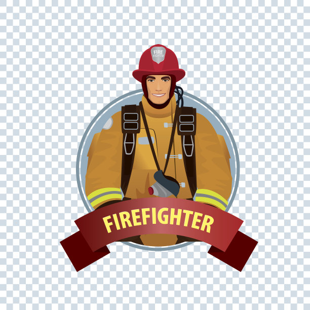圆形图标在白色背景与消防队员图片下载