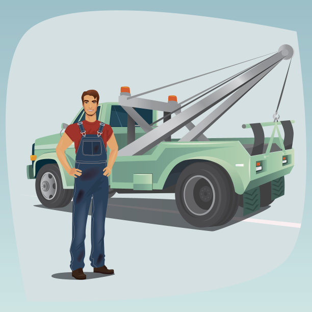 拖车操作员和皮卡车图片下载