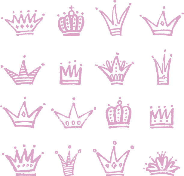 一套手绘皇冠。素材图片