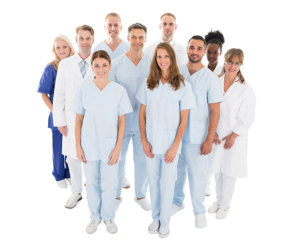 白色背景下的快乐医疗队图片下载