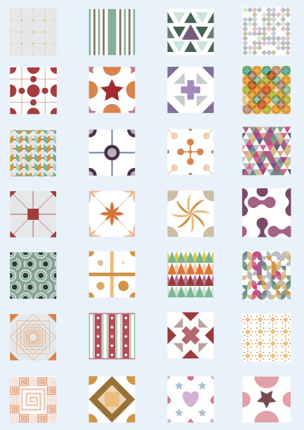 一套矢量无缝模式与几何装饰。图片下载