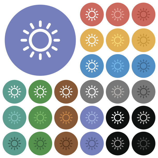 亮度控制圆平多色图标图片下载