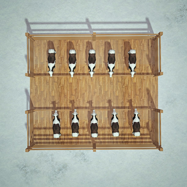 牛棚顶视图。三维渲染图片下载