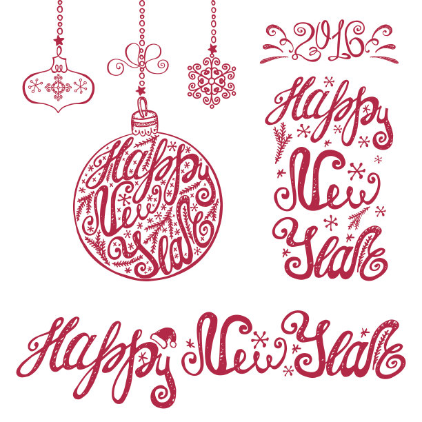 新年刻字。名片排版元素图片下载