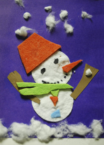 明信片-雪人贴花。图片下载