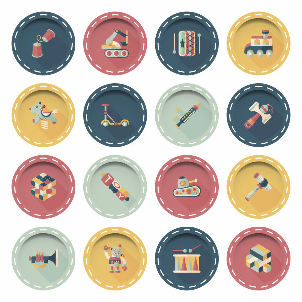 儿童玩具图标集图片下载
